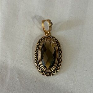 Lia Sophia Gold Pendant with Brown Faceted Gem